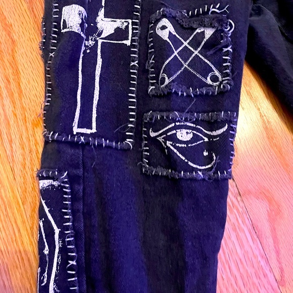 Women’s Black Dolls Kill Patchwork Punk Goth Skinny Jeans - Picture 3 of 13